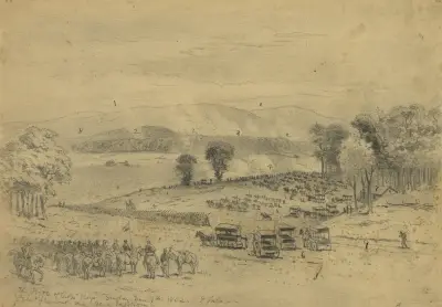 Slaget vid Cross Keys – söndagen den 7 juni 1862 – general Fremont och general Jackson av Edwin Forbes