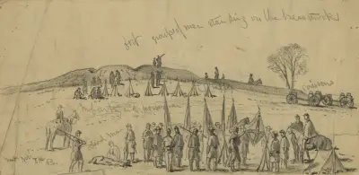 Slaget vid Rappahannock Station. Söndagsscen framför befästningarna av Edwin Forbes