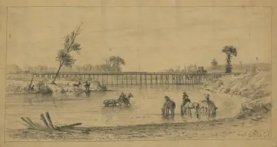 Järnvägsbron vid Orange och Alexandria (militär) av Edwin Forbes