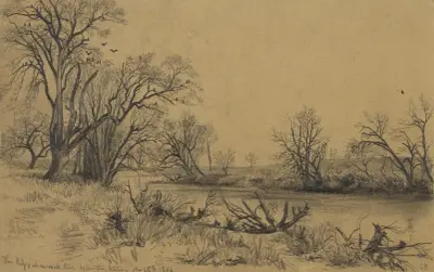 Der Rappahannock River unterhalb der Station, 28. Januar 1864 von Edwin Forbes
