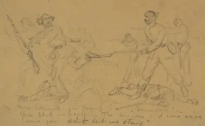 Die Klage der Rebs über das Verlassen von Pennsylvania: „Ihr wollt uns zurück in die Union, und nun wir gekommen sind, lasst ihr uns nicht bleiben“ von Edwin Forbes