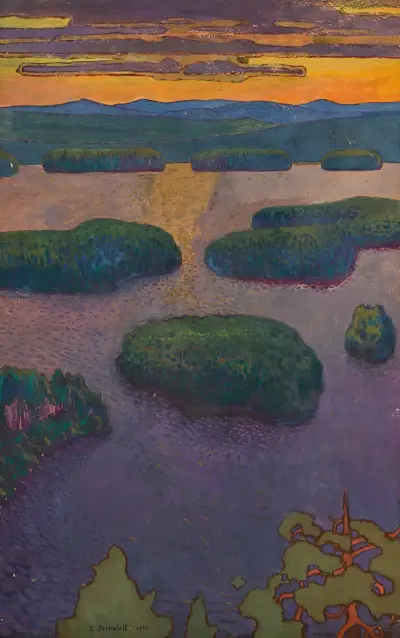 Sunset over a lake av Eero Järnefelt