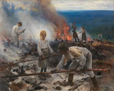 Unter dem Joch (Unter dem Joch – Reisigverbrennung) von Eero Järnefelt