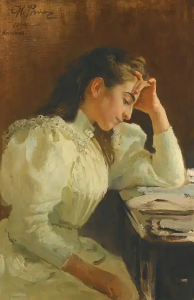 Portrait Of A Neapolitan Girl av Ilya Efimovich Repin