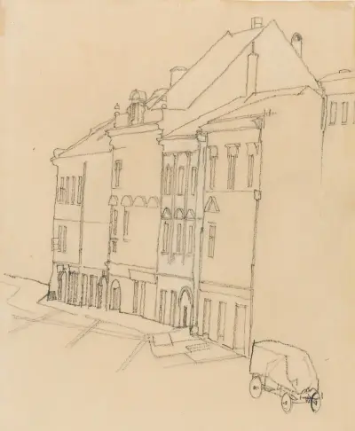 HÄUSER IN KRUMAU (HOUSES IN KRUMAU) av Egon Schiele