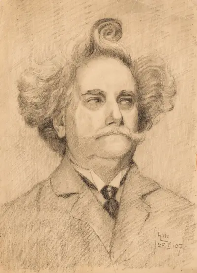 Herrenporträt mit Haartolle av Egon Schiele