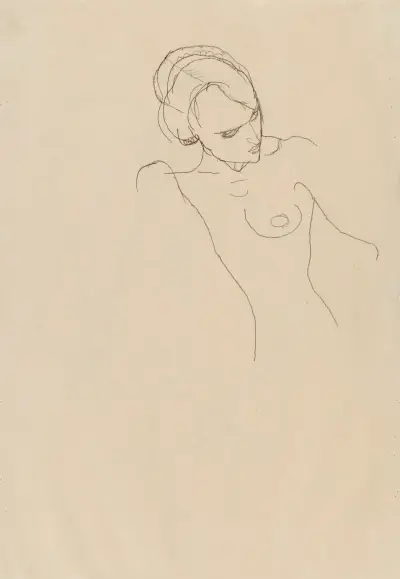 Mädchenakt (Nude Girl), 1913 av Egon Schiele