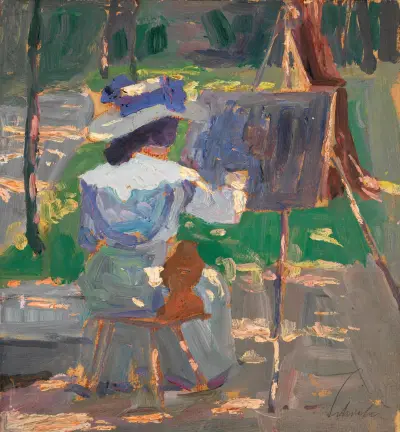 Malende Frau av Egon Schiele