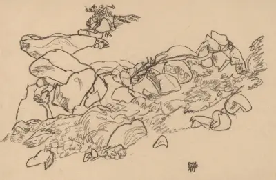 Mountain Stream av Egon Schiele