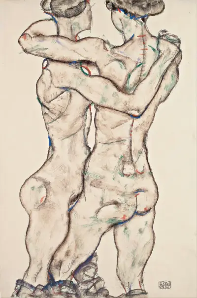 Naked Girls Embracing av Egon Schiele