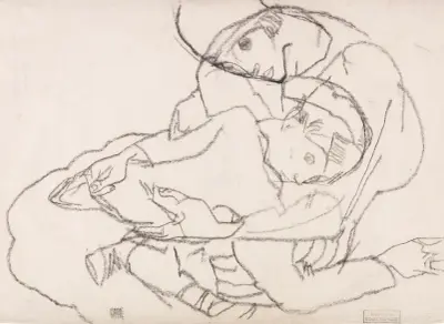 Paar in Umarmung av Egon Schiele