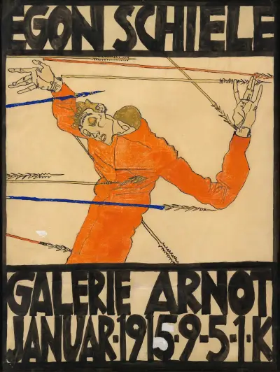 Plakat der Schiele-Ausstellung in der Galerie Arnot av Egon Schiele