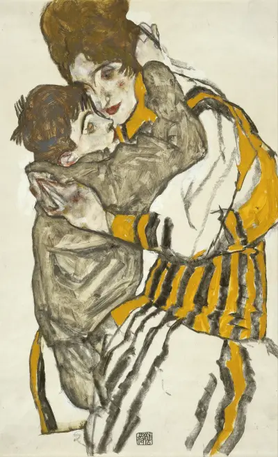 Schiele’s Wife with Her Little Nephew av Egon Schiele