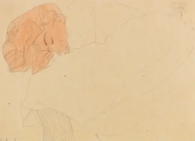 Schlafendes Mädchen (Melanie Schiele) av Egon Schiele