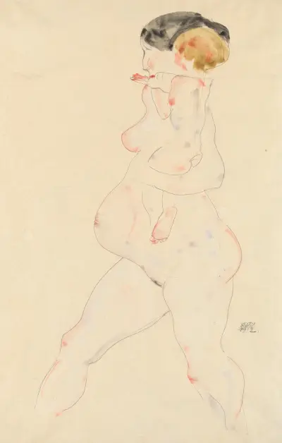 Schwangere Frau mit Kind auf dem Arm av Egon Schiele