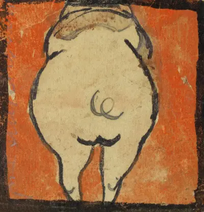Schwein von hinten av Egon Schiele