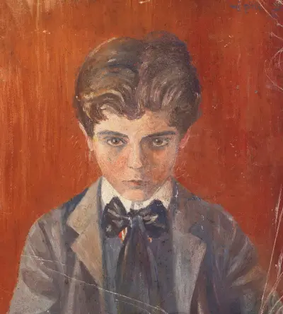 Selbstbildnis vor rotem Hintergrund av Egon Schiele