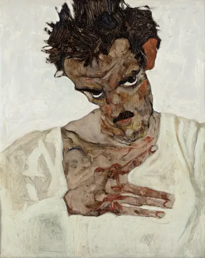 Self-Portrait With Lowered Head av Egon Schiele