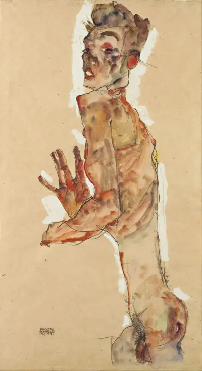Self-Portrait with Splayed Fingers av Egon Schiele
