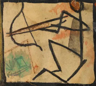 Strichmännchen mit Pfeil und Bogen av Egon Schiele