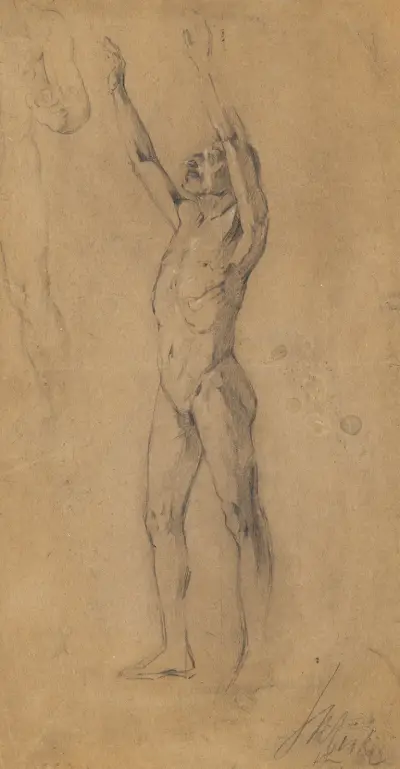 Studienblatt Männerakte av Egon Schiele
