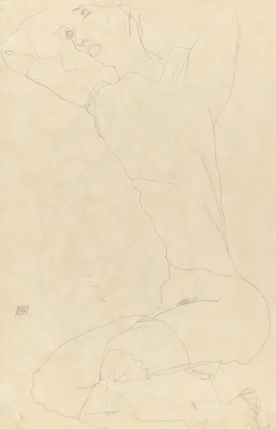 Study for Reclining Nude with Arms Raised av Egon Schiele