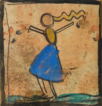 Tänzerin mit blauem Rock av Egon Schiele