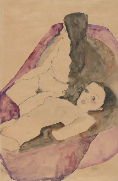 Two Reclining Nudes av Egon Schiele