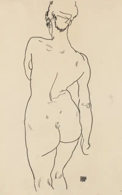 Weiblicher Rückenakt av Egon Schiele