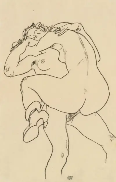 Zwei Freundinnen (Two Friends), 1917 av Egon Schiele