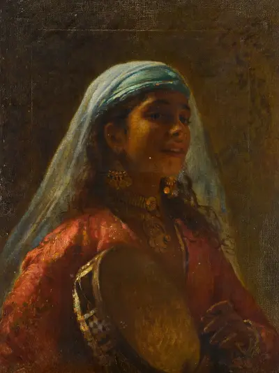 Egyptian Girl with a Tambourine av Konstantin Egorovich Makovsky