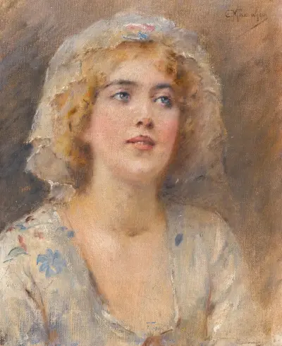 Portrait Of A Girl av Konstantin Egorovich Makovsky
