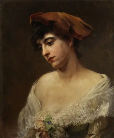 Portrait of a Young Lady av Konstantin Egorovich Makovsky