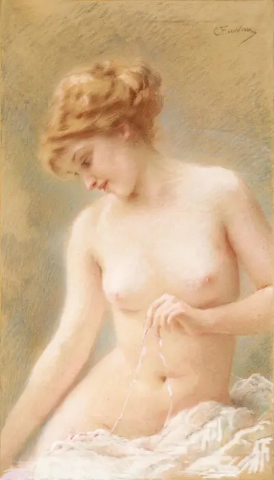 Sitting Nude av Konstantin Egorovich Makovsky