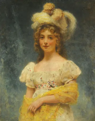 Yellow shawl av Konstantin Egorovich Makovsky