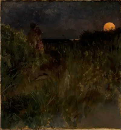 Moonrise over the dunes av Eilif Peterssen