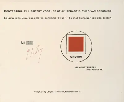 Suprematisk utsöndring av två kvadrater i 6 konstruktioner Pl. 11 av El Lissitzky