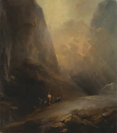 Bergslandskap med banditer av Elias Martin