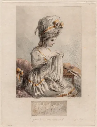 Young Woman Sewing von Elias Martin