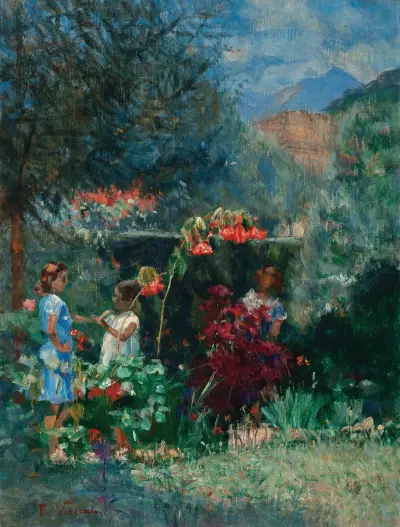 Três meninas no jardim av Eliseu Visconti