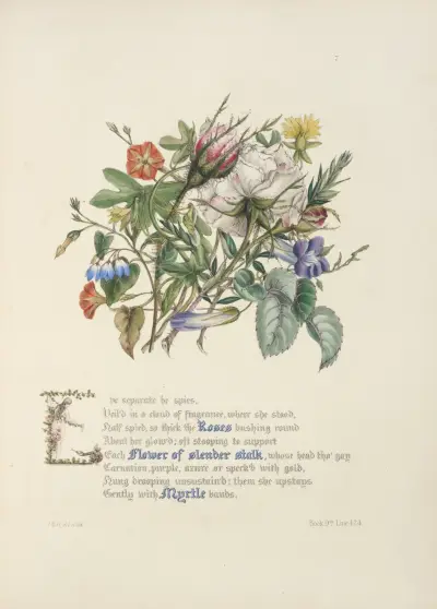 Roses flowers of slender stalk, myrtle av Jane Elizabeth Giraud