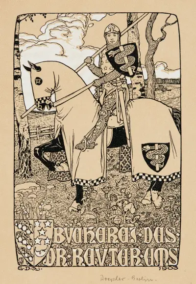 Bookplate; Bücherei des Dr. Reuter Ems av Emil Doepler