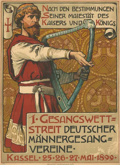 Första sångartävlingen för tyska manskörsföreningar Kassel 1899 av Emil Doepler