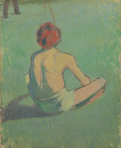 Pojke sittande i gräset av Emile Bernard