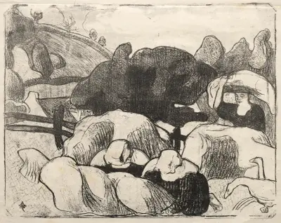 Breton Women Making Haystacks av Emile Bernard