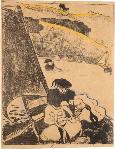 Bretonska i en båt eller Förlåtelsens återkomst av Emile Bernard