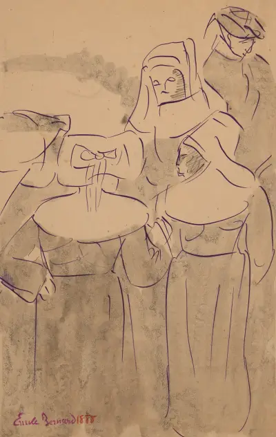 Cinq personnages bretons av Emile Bernard