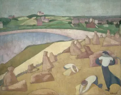 Harvest by the Sea av Emile Bernard