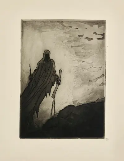 N° 11 – Le voile en s’écartant laissa voir dans deux mains Un bâton, une pierre arrachée aux chemins, Puis un long c av Emile Bernard