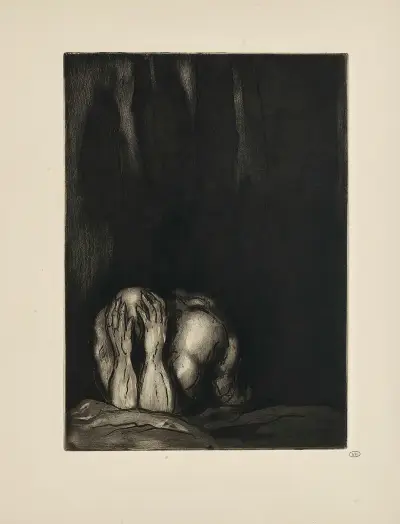 N° 2 – Alors l’être effrayant qui s’appelle Jamais Songea. Son front tomba dans ses mains criminelles av Emile Bernard
